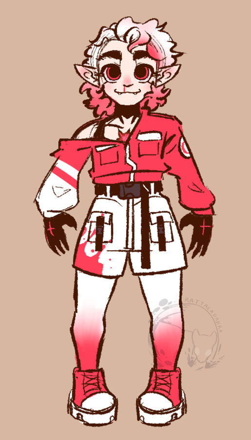 Chibi styled illustration of my Altsona (secondary sona) Vel, focusing on his outfit design.